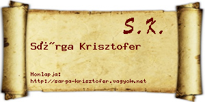 Sárga Krisztofer névjegykártya
